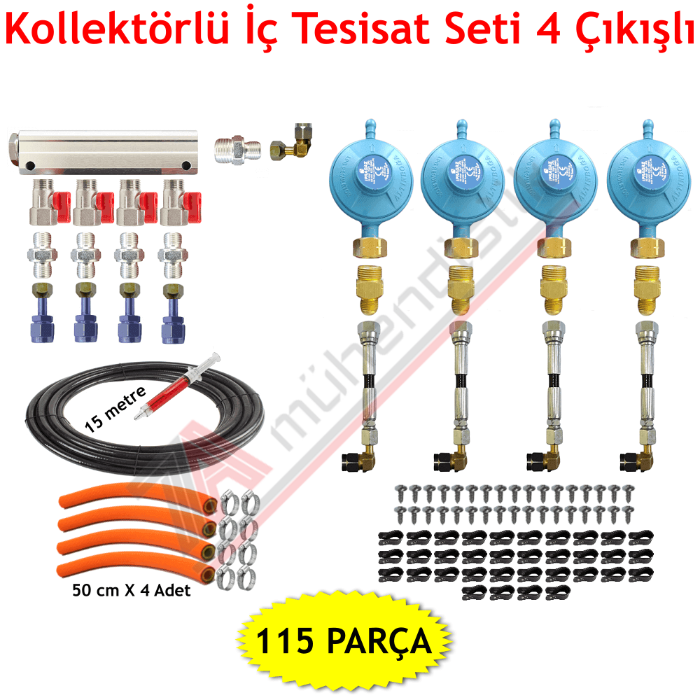 Kollektörlü İç Tesisat Seti 4 Çıkışlı