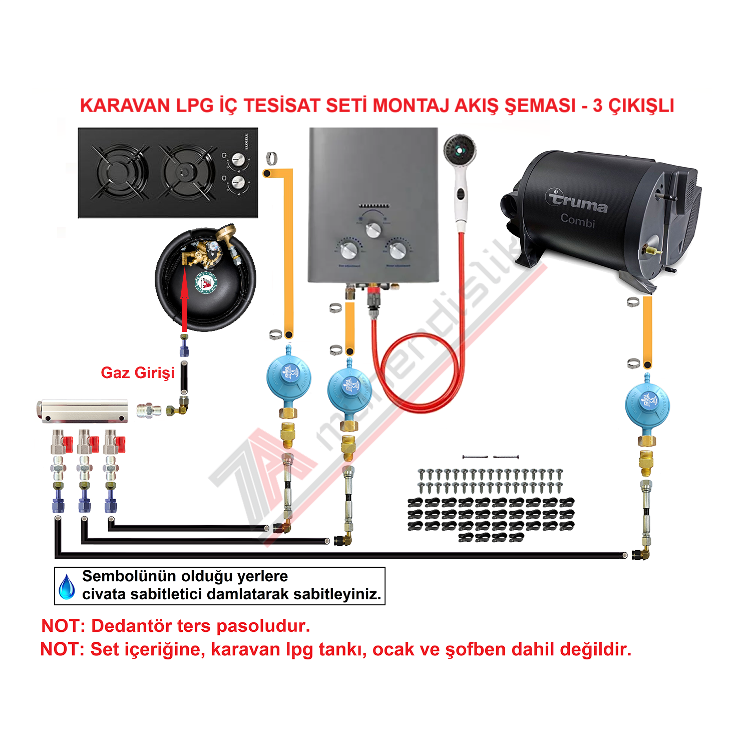 Karavan Lpg İç Tesisat Seti 3 Çıkışlı