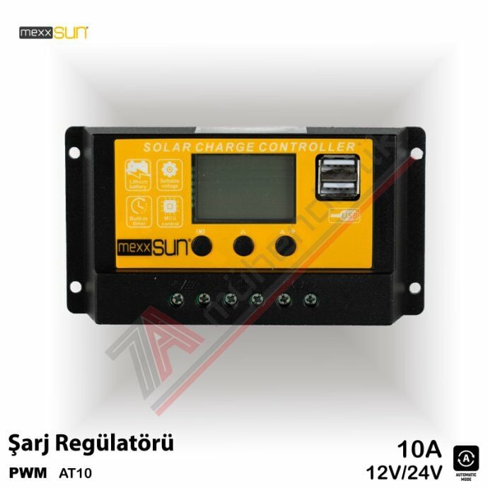 Mexxsun PWM Şarj Kontrol Cihazı 10A 12/24V - AT90