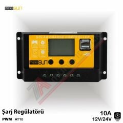 Mexxsun PWM Şarj Kontrol Cihazı 10A 12/24V - AT90