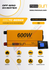 Mexxsun Tam Sinüs UPS Karavan İnverter (Remote Ekran) 12V 600W