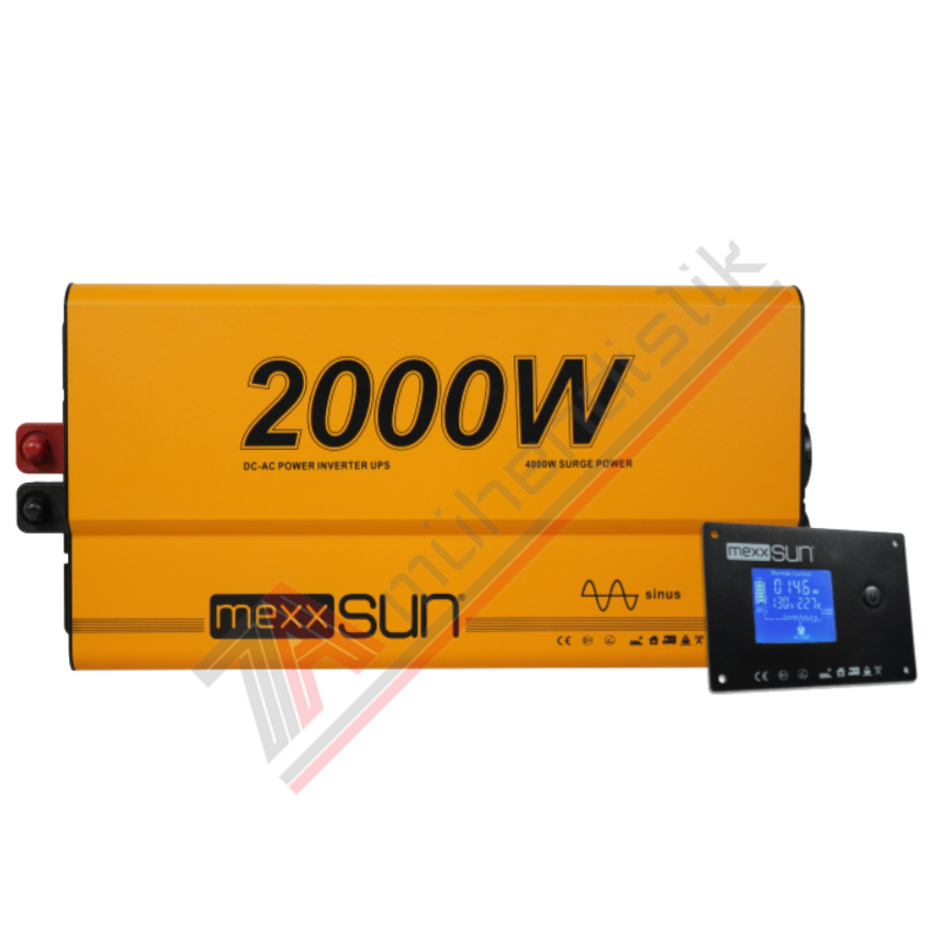 Mexxsun Tam Sinüs UPS Karavan İnverter (Remote Ekran) 12V 2000W
