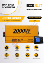 Mexxsun Tam Sinüs UPS Karavan İnverter (Remote Ekran) 12V 2000W