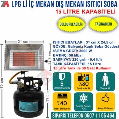15 Lt Taşınabilir Doldurulabilir Lpg li İç Mekan Dış Mekan Isıtıcı Soba