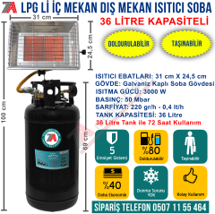 36 Lt Taşınabilir Doldurulabilir Lpg li İç Mekan Dış Mekan Isıtıcı Soba