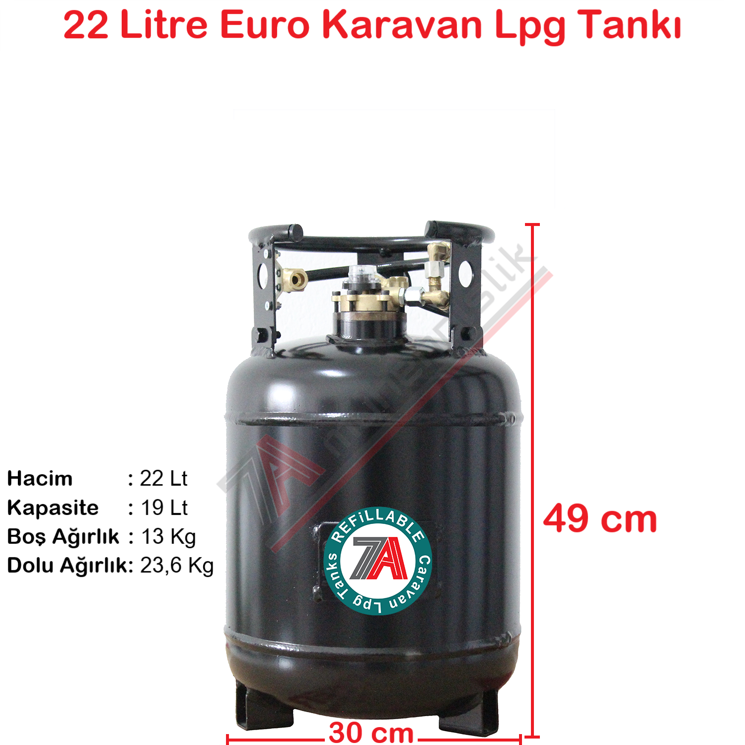 EURO Karavan Lpg Tankı 22 Litre - Yükseklik: 49 cm