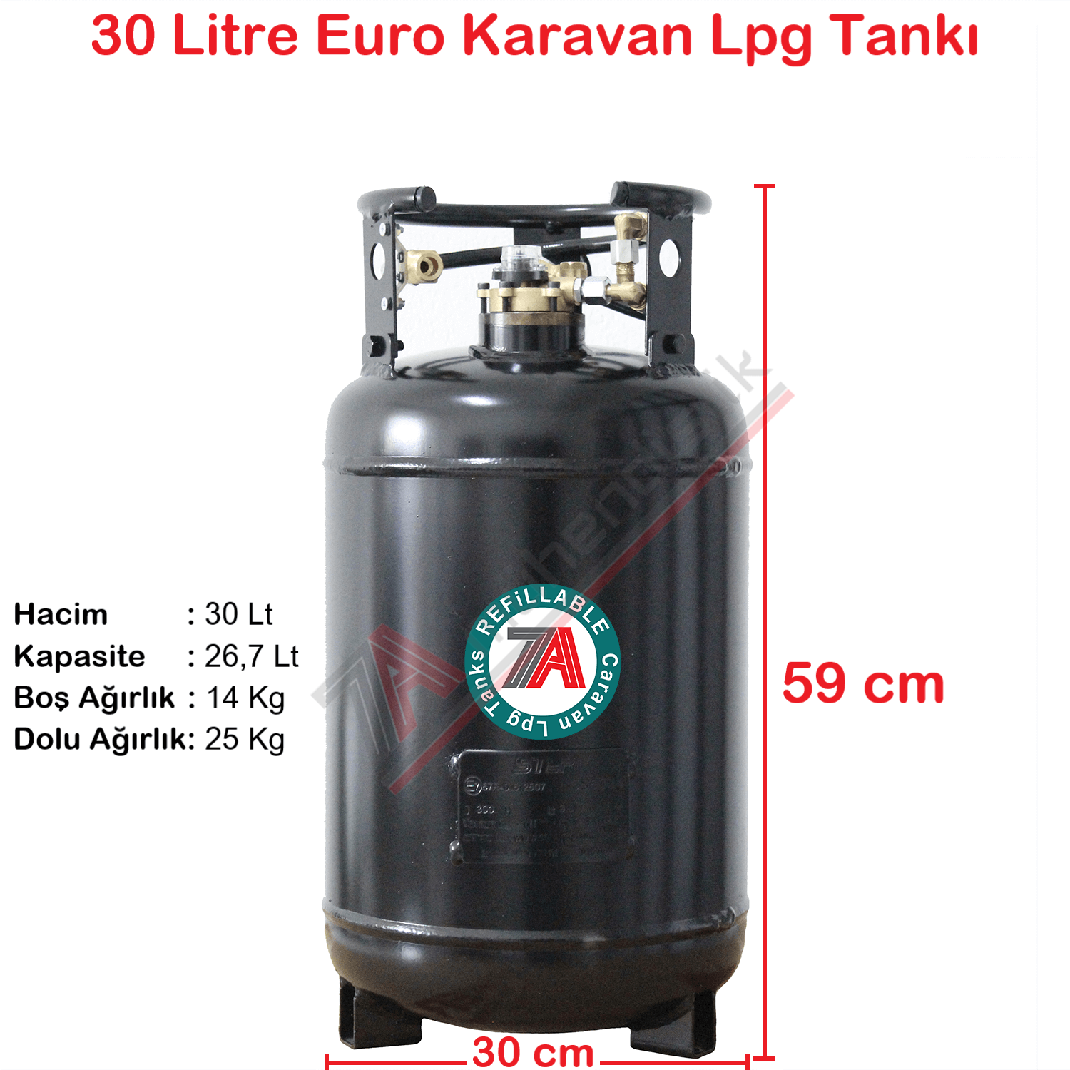 EURO Karavan Lpg Tankı 30 Litre - Yükseklik: 59 cm