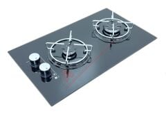 Univercal B3051TS Çift Gözlü Siyah Cam Ocak - Gaz Emniyetli