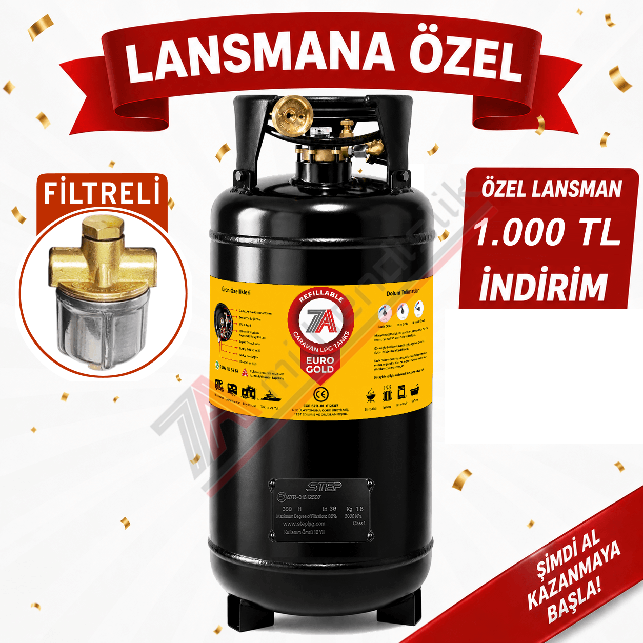 36 Lt EURO GOLD FİLTRELİ Karavan Lpg Tankı