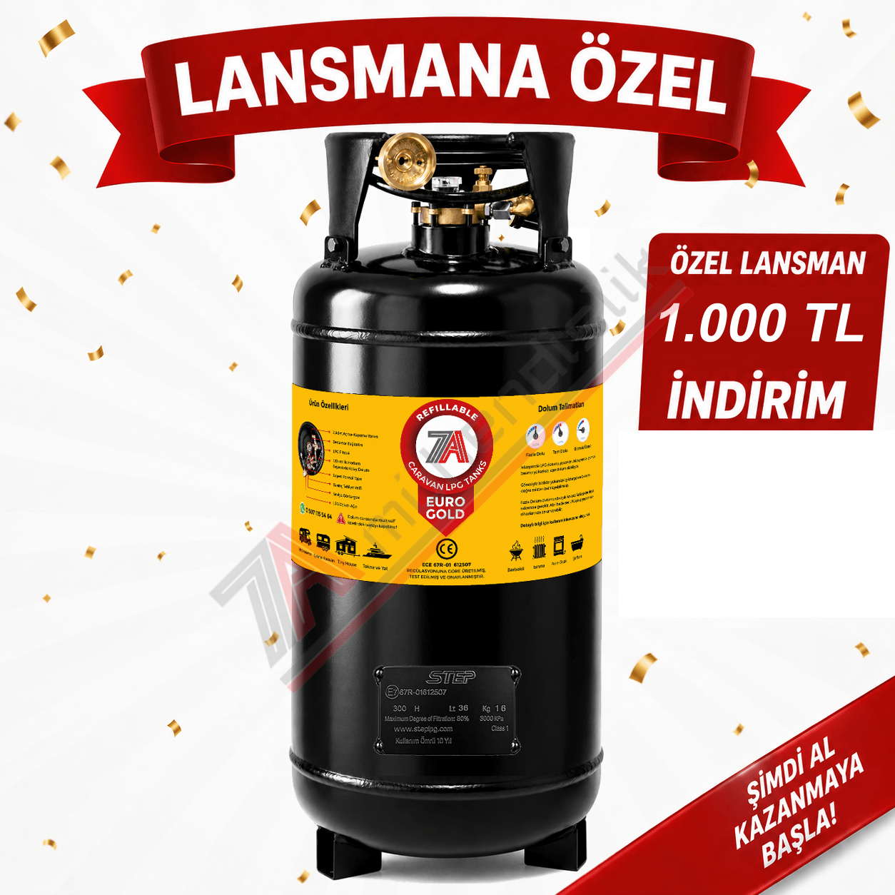 36 Litre EURO GOLD FİLTRELİ Karavan Lpg Tankı