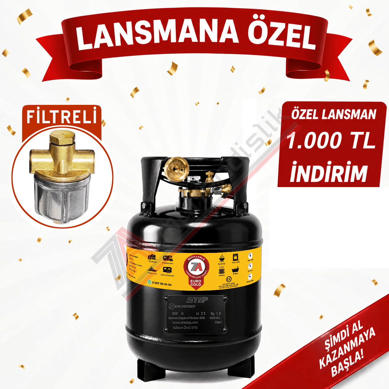 22 Lt EURO GOLD FİLTRELİ Karavan Lpg Tankı
