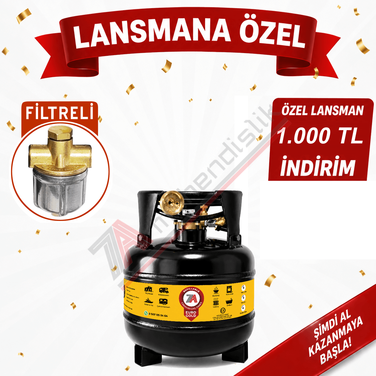 15 Lt EURO GOLD FİLTRELİ Karavan Lpg Tankı