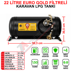 22 Lt EURO GOLD FİLTRELİ Karavan Lpg Tankı