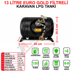 13 Lt EURO GOLD FİLTRELİ Karavan Lpg Tankı