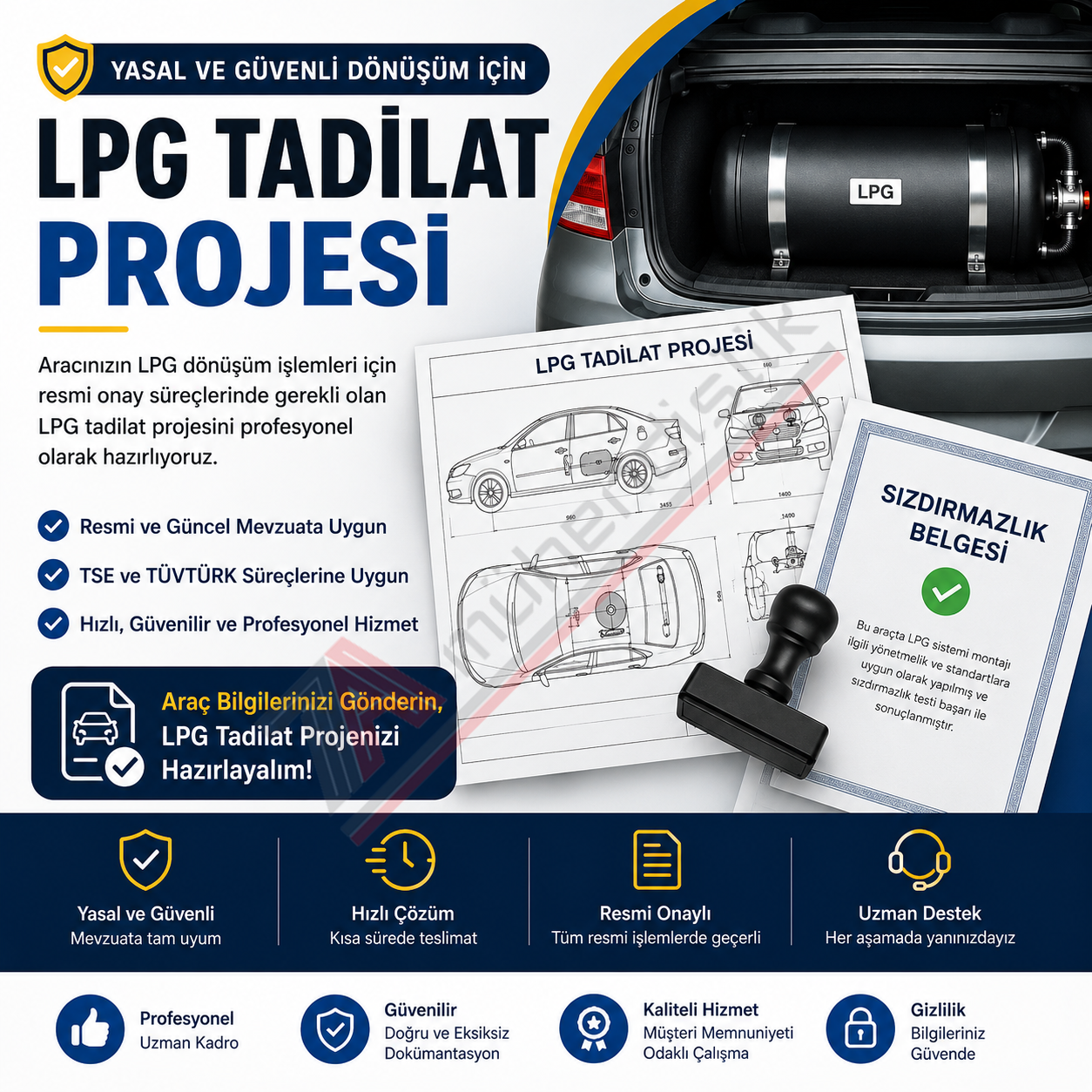 LPG Tadilat Proje ve Sızdırmazlık Belgesi Hizmet Bedeli
